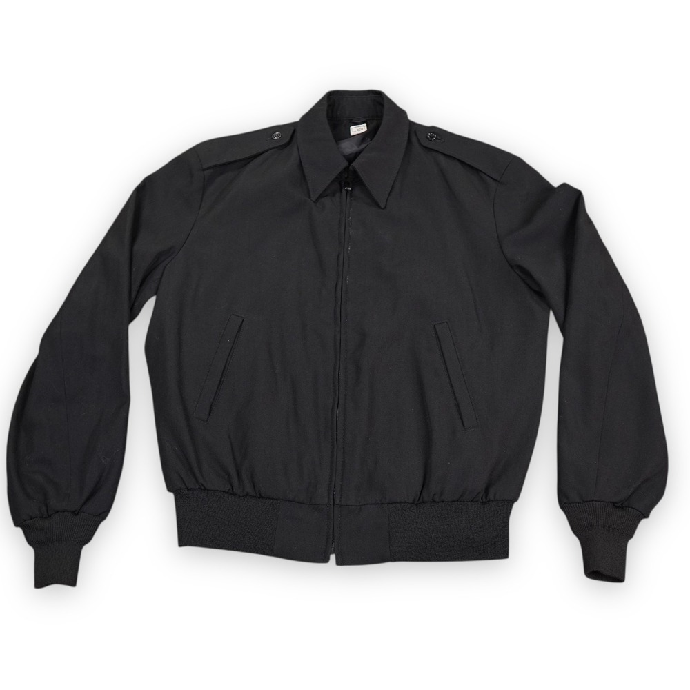 Sidran Dallas Military Bomber Jacket Mens 42R Black Windbreaker‎ Wool Blend